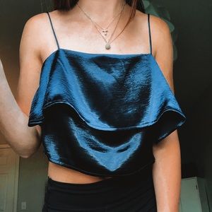 Urban outfitters blue satin tank top